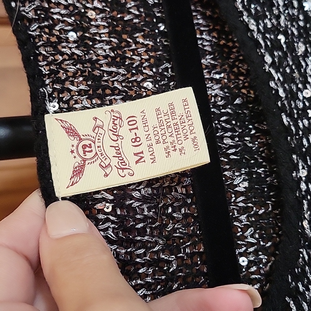 SEQUIN SPARKLE KNIT SWEATER with Sheer Hem - Picture 7 of 7